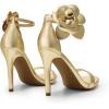 image:imageDREAM PAIRS Womens High Heels Flower Ankle Strap Stilettos Round Open Toe Dressy Sexy SandalsGoldpu