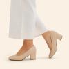 image:imageDREAM PAIRS Womens Pumps Low Chunky Block Heel Dress Shoes Closed Round Toe Comfortable HeelsNude
