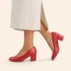 image:imageDREAM PAIRS Womens Pumps Low Chunky Block Heel Dress Shoes Closed Round Toe Comfortable HeelsRedpu