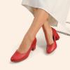 image:imageDREAM PAIRS Womens Pumps Low Chunky Block Heel Dress Shoes Closed Round Toe Comfortable HeelsRedpu