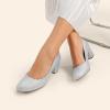 image:imageDREAM PAIRS Womens Pumps Low Chunky Block Heel Dress Shoes Closed Round Toe Comfortable HeelsSilver