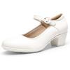 image:imageDREAM PAIRS Mary Jane Shoes Women Low Chunky Heels Closed Toe Pumps Comfortable Work Business Dress ShoesWhite