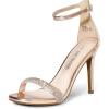image:imageDREAM PAIRS Womens High Heels Flower Ankle Strap Stilettos Round Open Toe Dressy Sexy SandalsChampagne  Silver