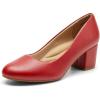 image:imageDREAM PAIRS Womens Pumps Low Chunky Block Heel Dress Shoes Closed Round Toe Comfortable HeelsRedpu