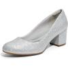image:imageDREAM PAIRS Womens Pumps Low Chunky Block Heel Dress Shoes Closed Round Toe Comfortable HeelsSilver