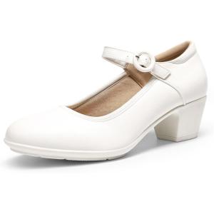 image:imageDREAM PAIRS Mary Jane Shoes Women Low Chunky Heels Closed Toe Pumps Comfortable Work Business Dress ShoesWhite