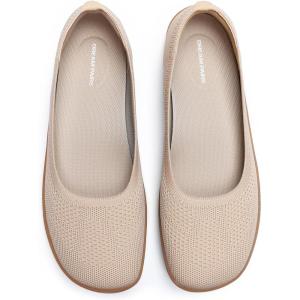 image:imageDREAM PAIRS Womens Ballet Flats Dressy Arch Support Wide Toe Box Knit Flats Comfortable Round Toe Slip On Travel Work Business Office Barefoot ShoesNude