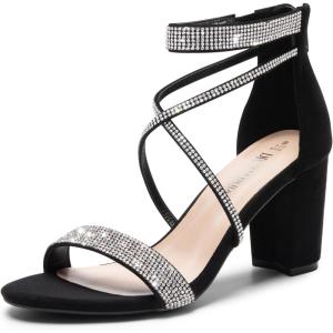 image:imageDREAM PAIRS Womens Chunk Low Heel Pump SandalsBlacksuede