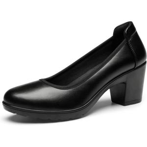 image:imageDREAM PAIRS Womens Chunky Closed Toe Low Block Heels Work Pumps Comfortable Round Toe Dress Wedding Shoes NereidaBlack