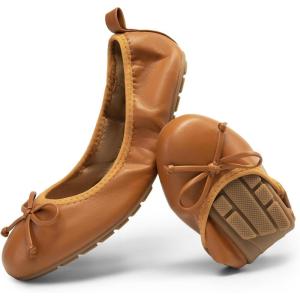 image:imageDREAM PAIRS Womens Flats Foldable Ballet Flats for Women Bowknot Round Toe Comfort Light Weight SlipOn Dress ShoesBrown