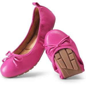 image:imageDREAM PAIRS Womens Flats Foldable Ballet Flats for Women Bowknot Round Toe Comfort Light Weight SlipOn Dress ShoesHot Pink