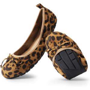 image:imageDREAM PAIRS Womens Flats Foldable Ballet Flats for Women Bowknot Round Toe Comfort Light Weight SlipOn Dress ShoesLeopard