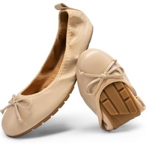 image:imageDREAM PAIRS Womens Flats Foldable Ballet Flats for Women Bowknot Round Toe Comfort Light Weight SlipOn Dress ShoesNude