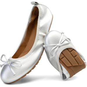 image:imageDREAM PAIRS Womens Flats Foldable Ballet Flats for Women Bowknot Round Toe Comfort Light Weight SlipOn Dress ShoesSilver