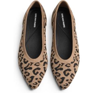 image:imageDREAM PAIRS Womens Knit Ballet Dressy Flats Comfortable Washable Flexible Breathable Casual Classic Work Office Walk Pointed Toe FlatsLeopard