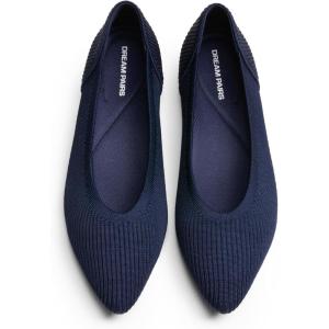 image:imageDREAM PAIRS Womens Knit Ballet Dressy Flats Comfortable Washable Flexible Breathable Casual Classic Work Office Walk Pointed Toe FlatsNavy