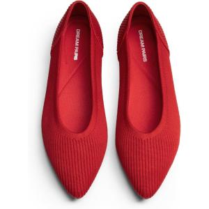 image:imageDREAM PAIRS Womens Knit Ballet Dressy Flats Comfortable Washable Flexible Breathable Casual Classic Work Office Walk Pointed Toe FlatsRed