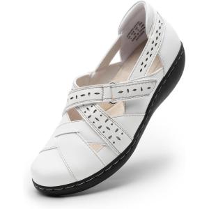 image:imageDREAM PAIRS Womens Loafers Slip On Comfortable Casual Orthopedic Walking Flats Work Shoes Closed Toe Sandals with Arch SupportWhite