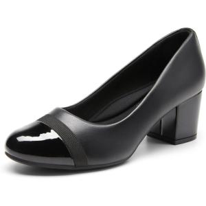 image:imageDREAM PAIRS Womens Pumps Low Chunky Block Heel Dress Shoes Closed Round Toe Comfortable HeelsBlackpat