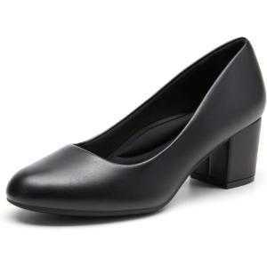 image:imageDREAM PAIRS Womens Pumps Low Chunky Block Heel Dress Shoes Closed Round Toe Comfortable HeelsBlackpu