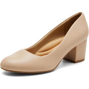 image:imageDREAM PAIRS Womens Pumps Low Chunky Block Heel Dress Shoes Closed Round Toe Comfortable HeelsNudepu
