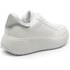 image:imageDREAM PAIRS Women Platform Chunky Lightweight Comfortable Casual Faux Leather Lace Up Dee Walking Fashion SneakersWhiteSilver