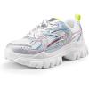 image:imageDREAM PAIRS Women Platform Chunky Lightweight Comfortable Breathable Casual Stylish Y2K LaceUp Heidi Walking Fashion SneakersSize 8WhiteSilverSDFN2421W