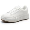 image:imageDREAM PAIRS Women Platform Chunky Lightweight Comfortable Casual Faux Leather Lace Up Dee Walking Fashion SneakersAll Whitepu