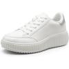 image:imageDREAM PAIRS Women Platform Chunky Lightweight Comfortable Casual Faux Leather Lace Up Dee Walking Fashion SneakersWhiteSilver