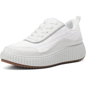 image:imageDREAM PAIRS Women Chunky City Tweed Comfortable Casual Platform Fashion SneakerWhite