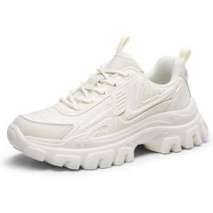 image:imageDREAM PAIRS Womens Platform Chunky Fashion Sneakers Y2K Maeve LaceUp Comfortable Sneakers Casual Walking ShoesSize 85WhiteSDFN2419W
