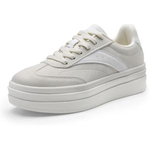 image:imageDREAM PAIRS Womens Platform Sneakers Walking Val Tennis LaceUp Comfortable Casual Fashion Sneakers ShoesBeige