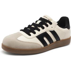 image:imageDREAM PAIRS Womens Tennis Sneakers Walking Flat LowTop Casual LaceUp Comfortable Nia Fashion Sneakers ShoesBeige Black