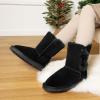 image:imageDREAM PAIRS Girls Boots Kids Boys Winter Snow Mid Calf Boots Faux Fur Lined FuzzyChic Kids Lolly for Little KidBig KidBlack