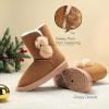 image:imageDREAM PAIRS Girls Boots Kids Boys Winter Snow Mid Calf Boots Faux Fur Lined FuzzyChic Kids Lolly for Little KidBig KidChesnut
