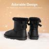 image:imageDREAM PAIRS Girls Boots Kids Winter Faux Fur Warm Snow Ankle FuzzyChic Kids Bow Boots for ToddlerLittle KidBlackGlitter