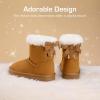 image:imageDREAM PAIRS Girls Boots Kids Winter Faux Fur Warm Snow Ankle FuzzyChic Kids Bow Boots for ToddlerLittle KidChestnut