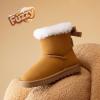 image:imageDREAM PAIRS Girls Boots Kids Winter Faux Fur Warm Snow Ankle FuzzyChic Kids Bow Boots for ToddlerLittle KidChestnut