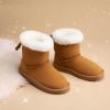 image:imageDREAM PAIRS Girls Boots Kids Winter Faux Fur Warm Snow Ankle FuzzyChic Kids Bow Boots for ToddlerLittle KidChestnut