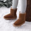 image:imageDREAM PAIRS Girls Boys Boots Kids Faux Fur Lined Winter Snow FuzzyClassic Kids Mid BootChesnut