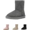 image:imageDREAM PAIRS Girls Boys Boots Kids Faux Fur Lined Winter Snow FuzzyClassic Kids Mid BootGrey