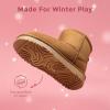 image:imageDREAM PAIRS Girls Boys Boots Kids Winter Ankle Faux Fur Lined Snow Shoes FuzzyClassic Kids Low Boot for ToddlerLittle KidBig KidCamel