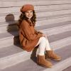 image:imageDREAM PAIRS Girls Boys Boots Kids Winter Ankle Faux Fur Lined Snow Shoes FuzzyClassic Kids Low Boot for ToddlerLittle KidBig KidCamel