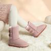 image:imageDREAM PAIRS Girls Boys Winter Boots Faux Fur Lined Mid Calf Kids Snow Tall Shoes FuzzyChic Kids Buckle for Little KidBig KidAll Pink