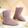 image:imageDREAM PAIRS Girls Boys Winter Boots Faux Fur Lined Mid Calf Kids Snow Tall Shoes FuzzyChic Kids Buckle for Little KidBig KidAll Pink