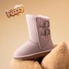 image:imageDREAM PAIRS Girls Boys Winter Boots Faux Fur Lined Mid Calf Kids Snow Tall Shoes FuzzyChic Kids Buckle for Little KidBig KidAll Pink