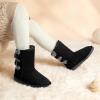 image:imageDREAM PAIRS Girls Boys Winter Boots Faux Fur Lined Mid Calf Kids Snow Tall Shoes FuzzyChic Kids Buckle for Little KidBig KidBlackGrey