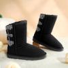 image:imageDREAM PAIRS Girls Boys Winter Boots Faux Fur Lined Mid Calf Kids Snow Tall Shoes FuzzyChic Kids Buckle for Little KidBig KidBlackGrey
