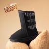 image:imageDREAM PAIRS Girls Boys Winter Boots Faux Fur Lined Mid Calf Kids Snow Tall Shoes FuzzyChic Kids Buckle for Little KidBig KidBlackGrey