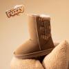 image:imageDREAM PAIRS Girls Boys Winter Boots Faux Fur Lined Mid Calf Kids Snow Tall Shoes FuzzyChic Kids Buckle for Little KidBig KidLight Brown